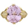 3.5ct Oval Kunzite Solitaire Ring 14K Gold