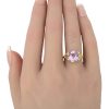 3.5ct Oval Kunzite Solitaire Ring 14K Gold worn