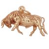3D Taurus Bull Charm Pendant 14K Yellow Gold Back