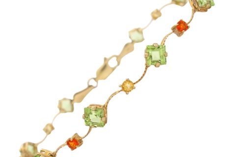 4.06ctw Peridot, Fire Opal, & Citrine Bracelet 14K Gold