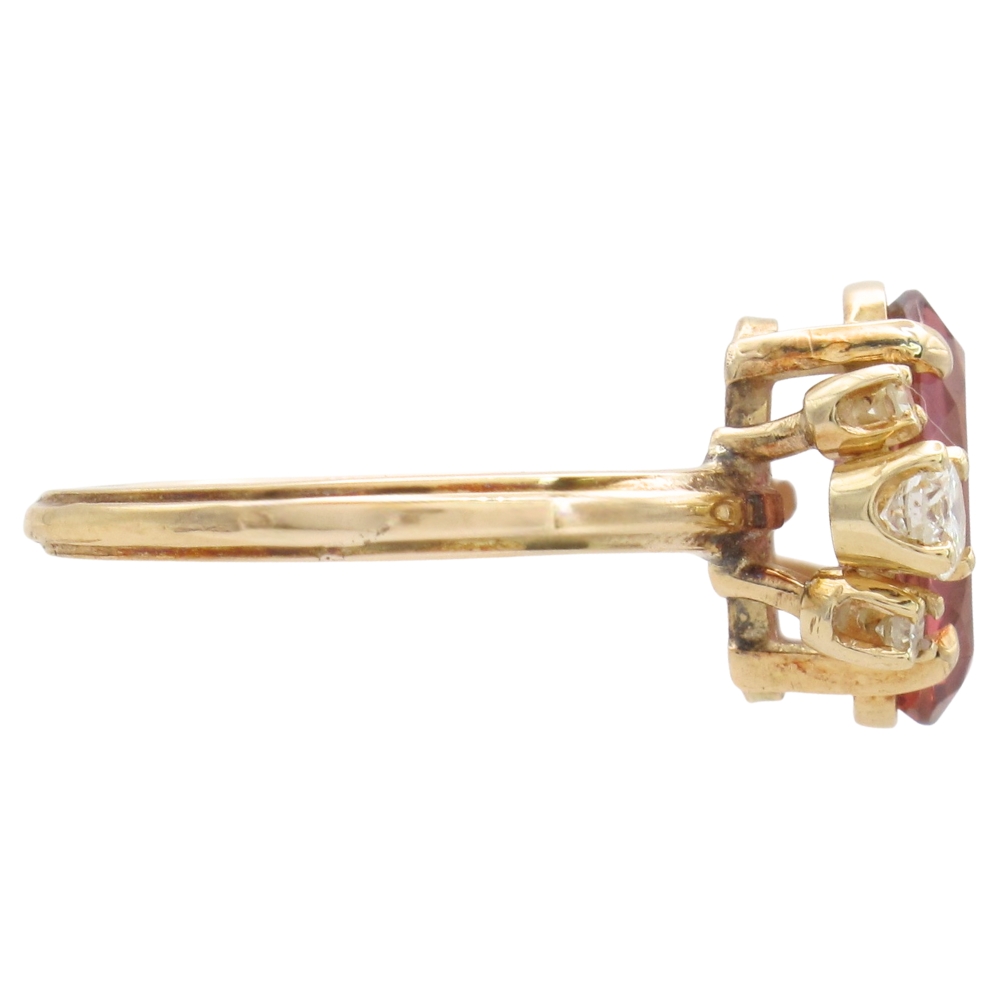 4.16ctw Pink Tourmaline Ring with Diamond Accents 14K Gold side 4.16ctw Pink Tourmaline Ring with Diamond Accents 14K Gold side