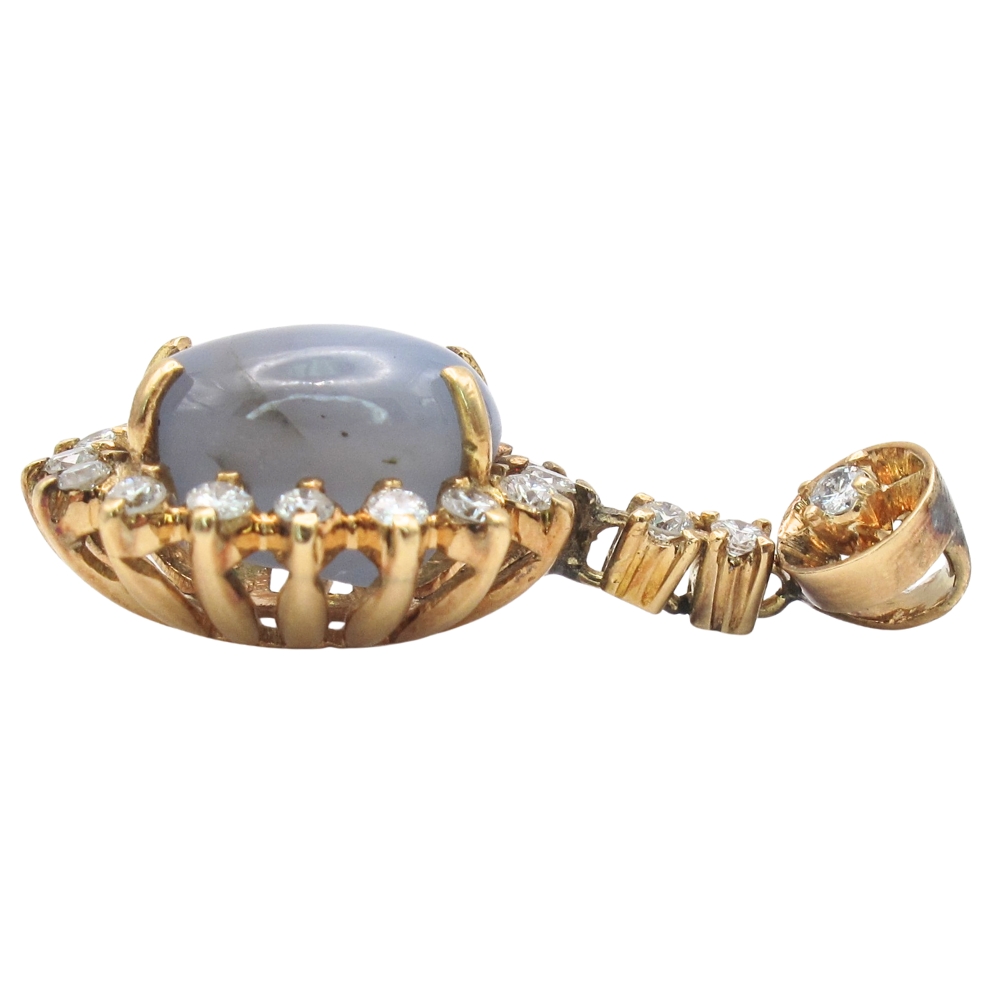 7.33ctw Natural Star Sapphire Pendant 14K Gold side 7.33ctw Natural Star Sapphire Pendant 14K Gold side