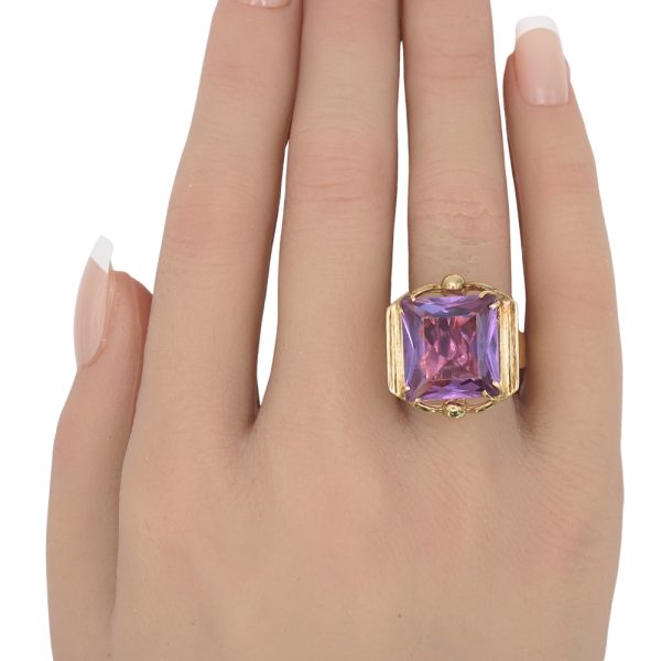 8.80ctw Lab Alexandrite Statement Ring 10K Gold worn