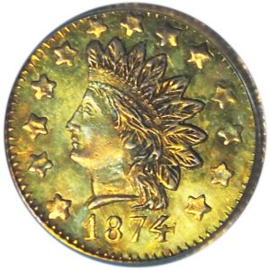 1874 50c Gold BG-1055 Fractional MS63 PCGS OGH