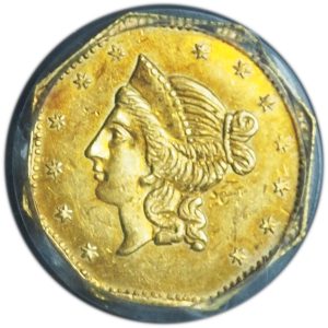 1853 $1 Gold BG-530 Octagonal Fractional AU55 NGC