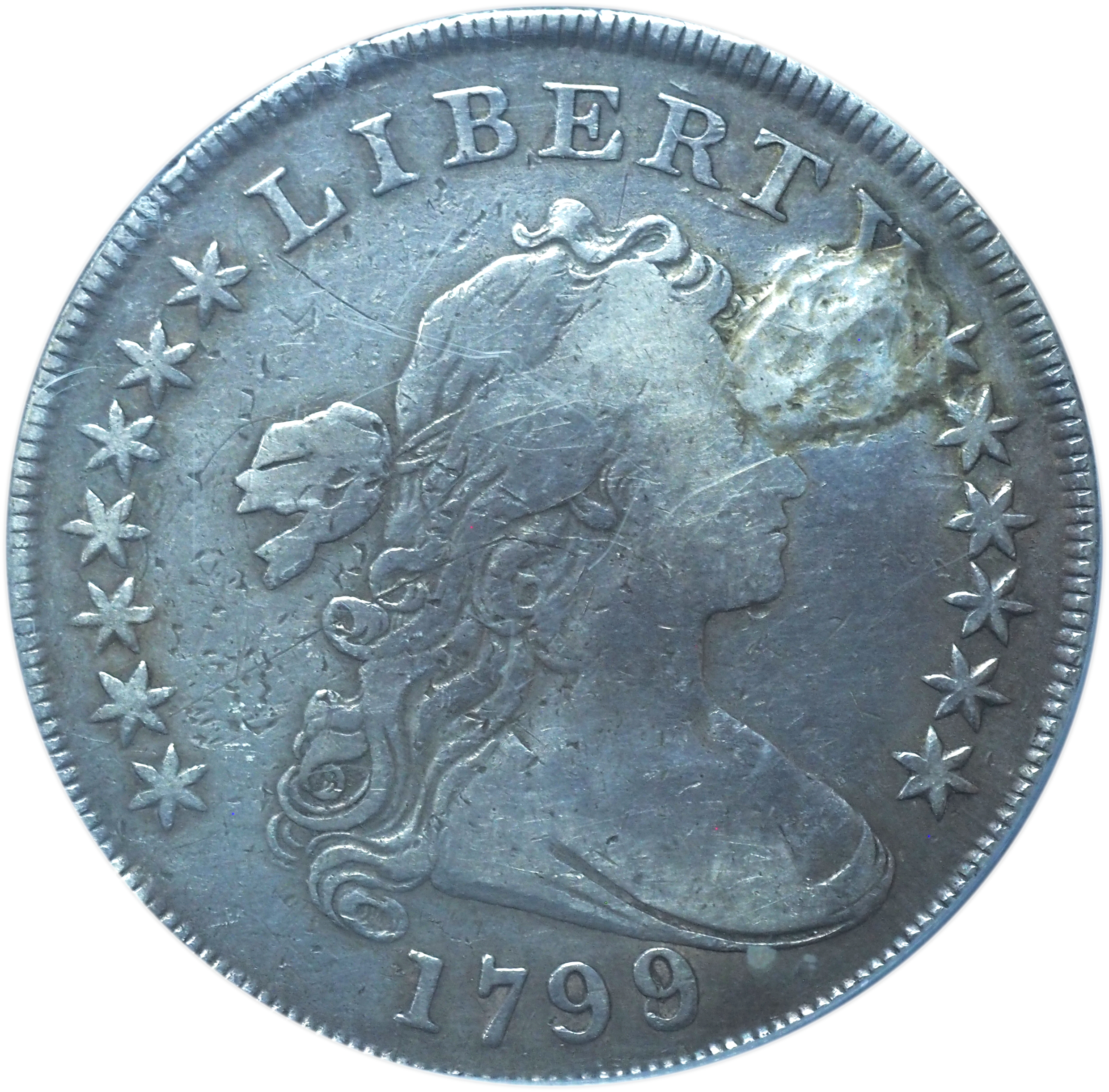1799/8 Draped Bust Dollar VG Details NGC Plugged