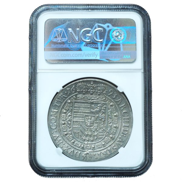 1693 Austria Taler Leopold AU58 NGC DAV-3243