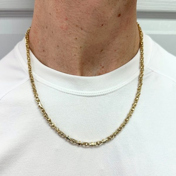 Anchor Link Chain Necklace 14K Gold 22 Inch Length worn