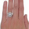 Art Deco 1.50 carat Diamond Scalloped Halo Engagement Ring GIA Certified Worn