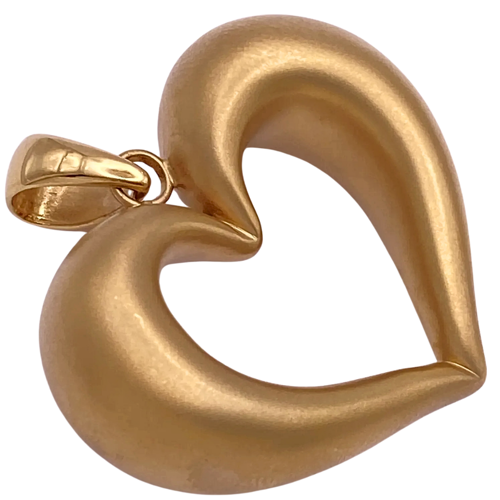 BIG Puffy Open Heart Pendant 18K Yellow Gold Angled BIG Puffy Open Heart Pendant 18K Yellow Gold Angled