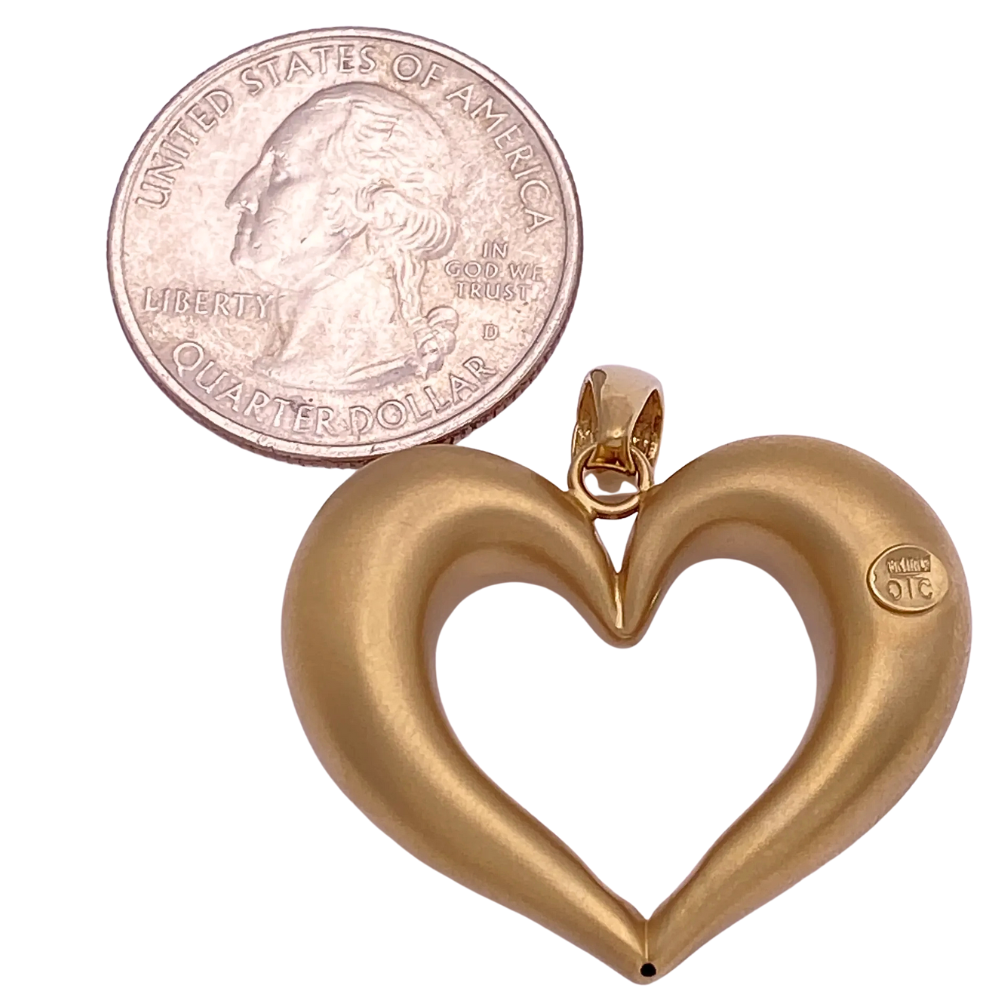 BIG Puffy Open Heart Pendant 18K Yellow Gold Size BIG Puffy Open Heart Pendant 18K Yellow Gold Size