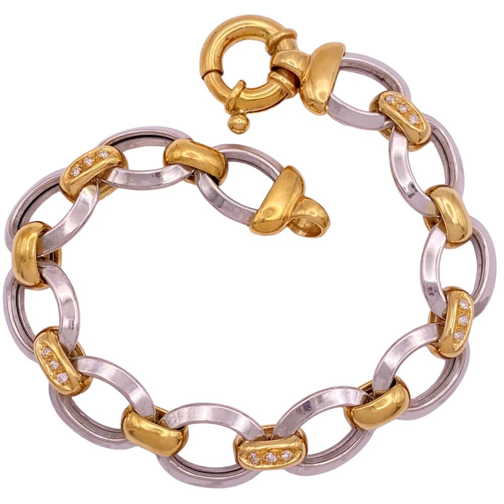 Chunky Diamond Accent Bracelet 18K Two-Tone Gold