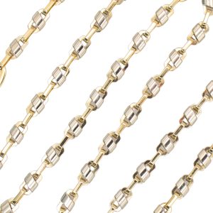 Fancy Mariner Link Chain Necklace 14K Two-Tone Gold 24 Length links