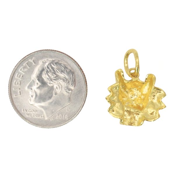 Foo Dog Charm 24K Gold back and size