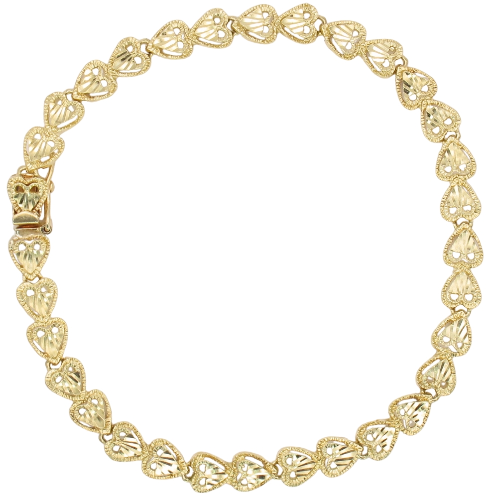 Heart Link Line Bracelet 14K Gold