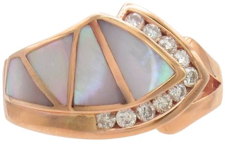 Mother of Pearl Inlay Ring 14K Rose Gold