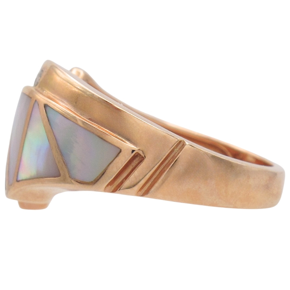 Mother of Pearl Inlay Ring 14K Rose Gold side Mother of Pearl Inlay Ring 14K Rose Gold side