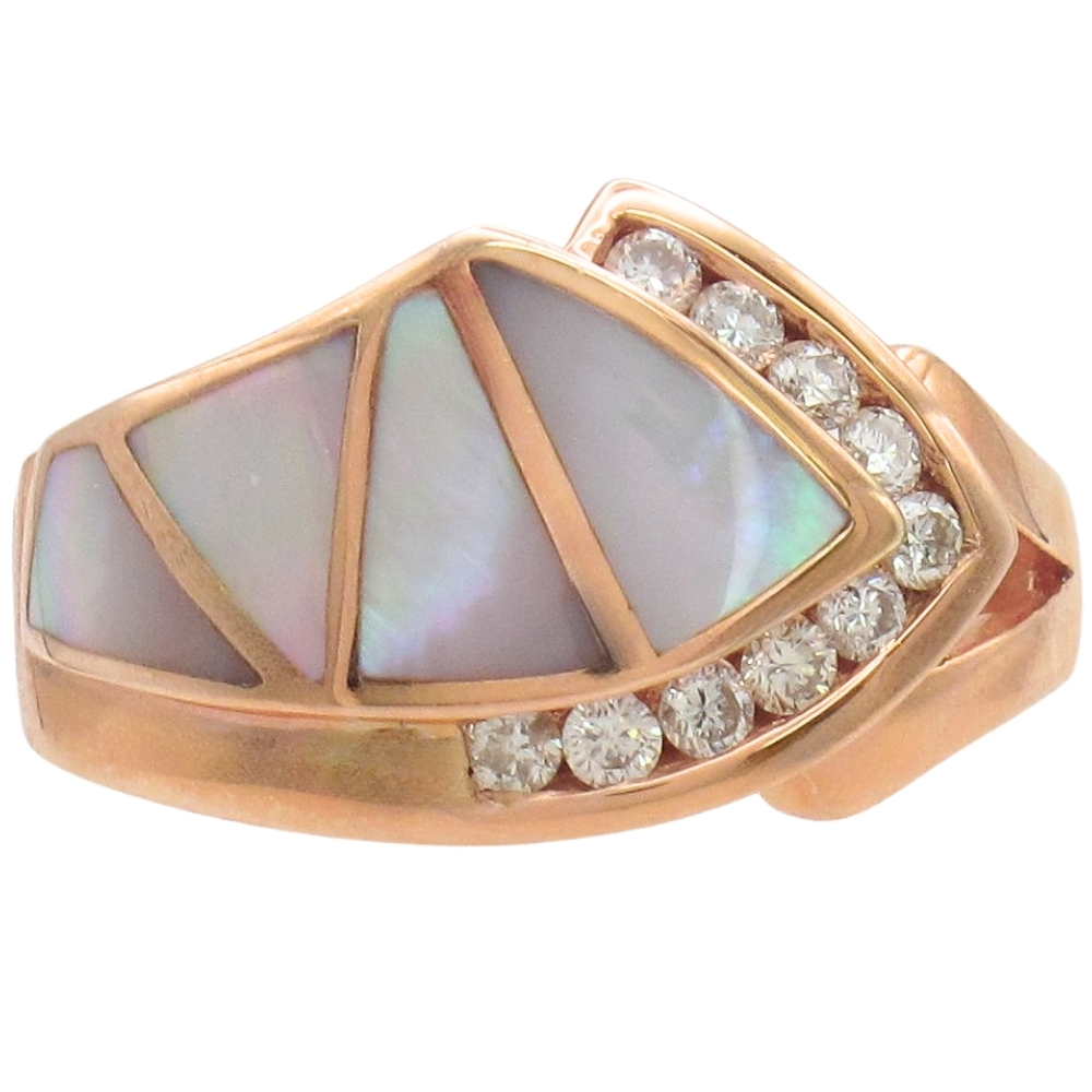 Mother of Pearl Inlay Ring 14K Rose Gold