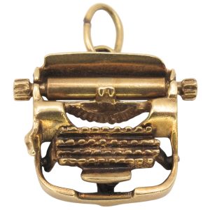 Moving Typewriter Charm 14K Gold Three-Dimensional