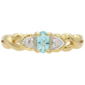 Petite 0.25ctw Aquamarine Ring 18K Two-Tone Gold