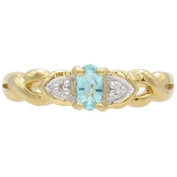 Petite 0.25ctw Aquamarine Ring 18K Two-Tone Gold