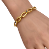 Sapphire Cabochon Accent Chunky Bracelet 14K Yellow Gold Modeled