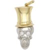 Skull in Top Hat Pendant with 0.30ctw Diamond Inset Eyes 18K Gold