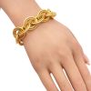 Textured Chunky Statement Bracelet 14K Yellow Gold Modeled