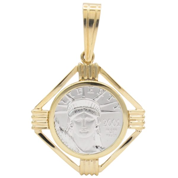 US Platinum Coin Pendant in 14K Yellow Gold