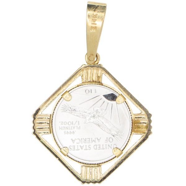US Platinum Coin Pendant in 14K Yellow Gold back