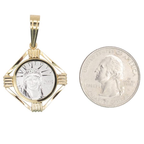 US Platinum Coin Pendant in 14K Yellow Gold size