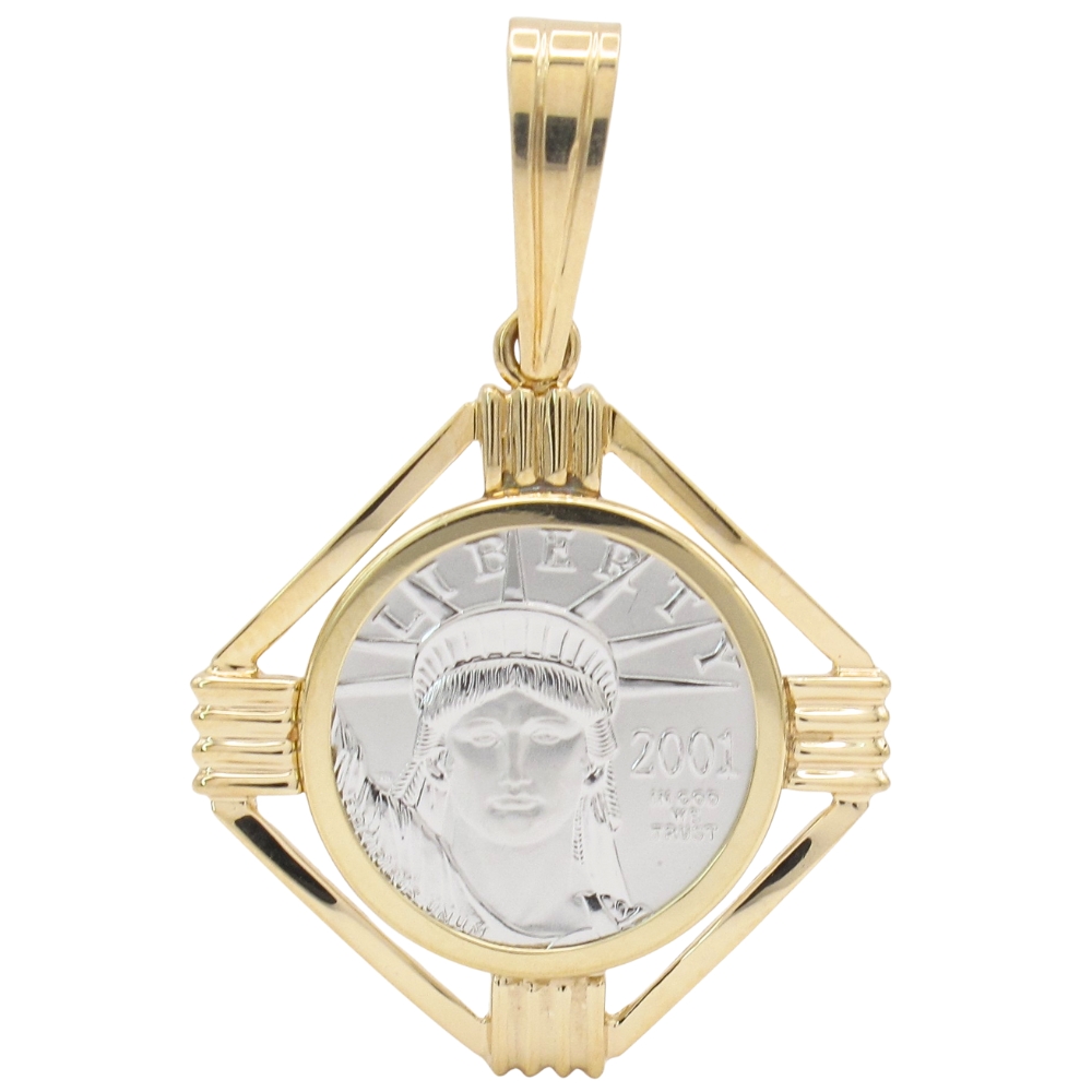 US Platinum Coin Pendant in 14K Yellow Gold