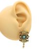 Victorian Era Earrings with Enamel & Turquoise in 14K Gold worn
