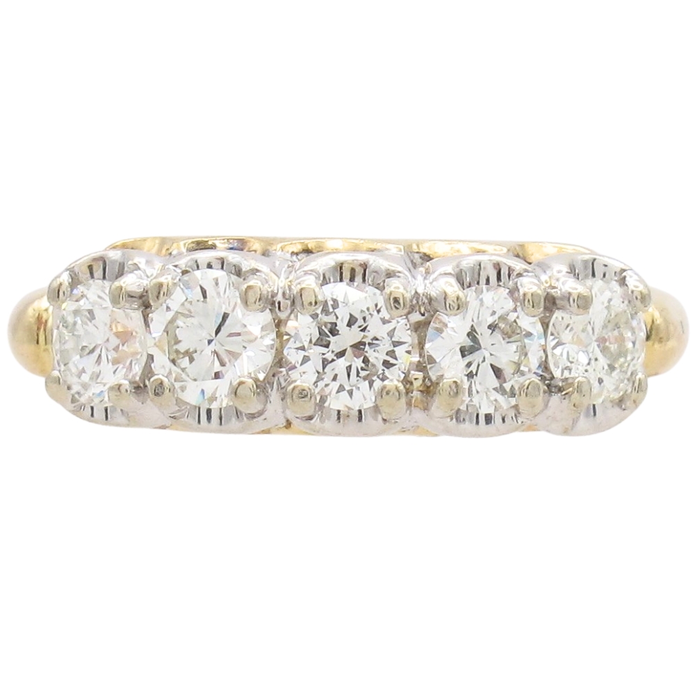 Vintage 0.80ctw Diamond Band Ring 14K Two-Tone Gold Vintage 0.80ctw Diamond Band Ring 14K Two-Tone Gold