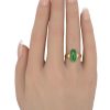 Vintage Apple Green Jade Ring 18K Gold worn