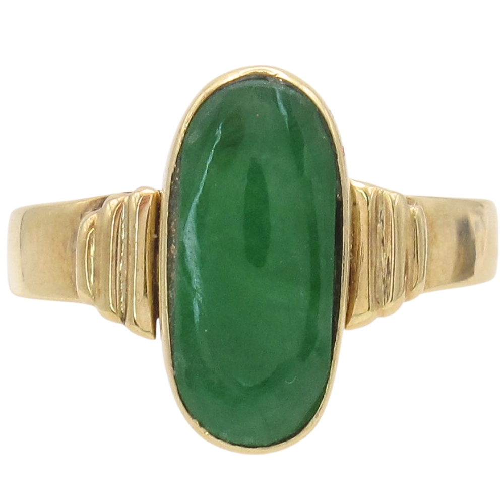 Vintage Apple Green Jade Ring 18K Gold Vintage Apple Green Jade Ring 18K Gold