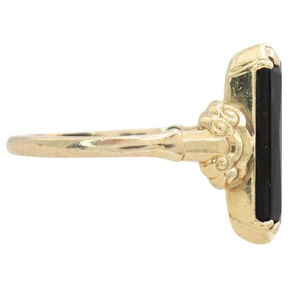 Vintage Onyx Ring with Diamond Accent 14K Gold side