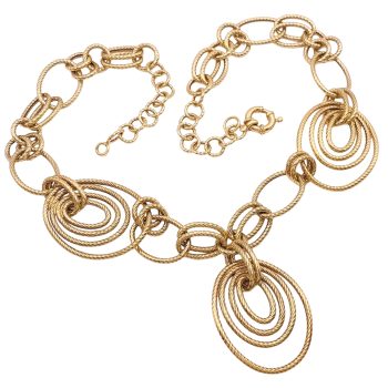 Vintage Oval Link Statement Necklace 14K Gold