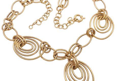 Vintage Oval Link Statement Necklace 14K Gold