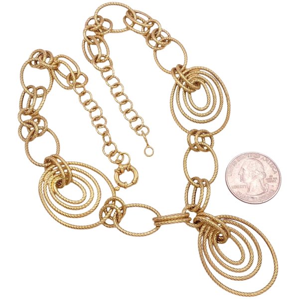 Vintage Oval Link Statement Necklace 14K Gold size
