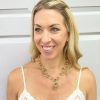 Vintage Oval Link Statement Necklace 14K Gold worn