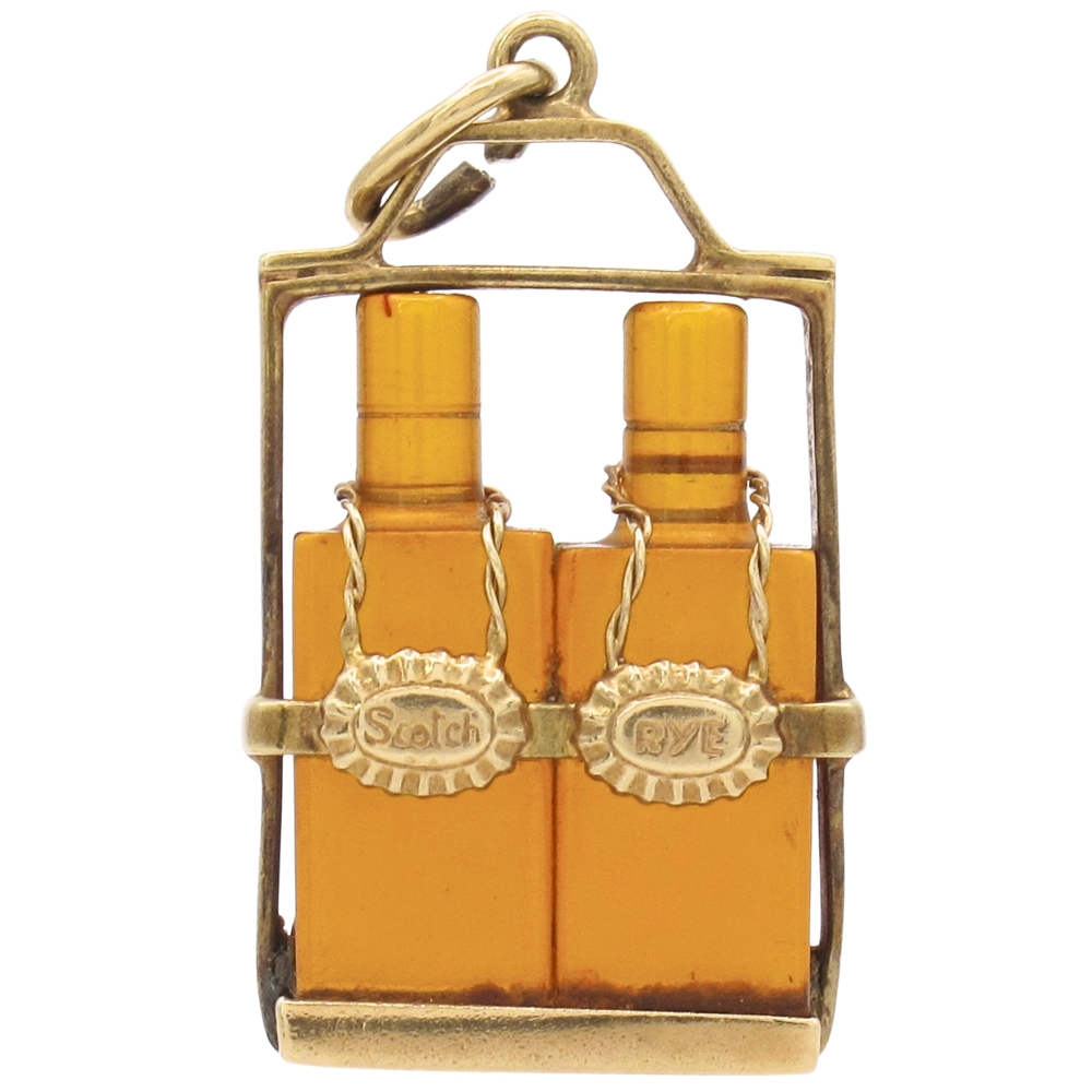 Vintage Scotch & Rye Whiskey Decanters Charm 14K Gold Vintage Scotch & Rye Whiskey Decanters Charm 14K Gold