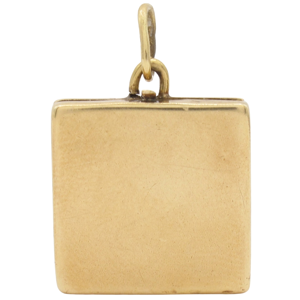 Vintage Square Locket Charm 14K Gold