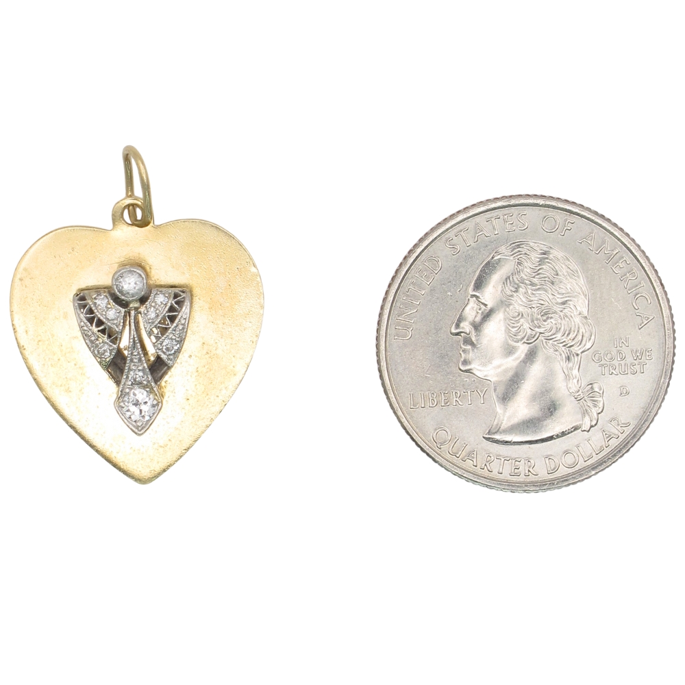 0.23ctw Diamond Angel Heart Charm 14K Two-Tone Gold size 0.23ctw Diamond Angel Heart Charm 14K Two-Tone Gold size
