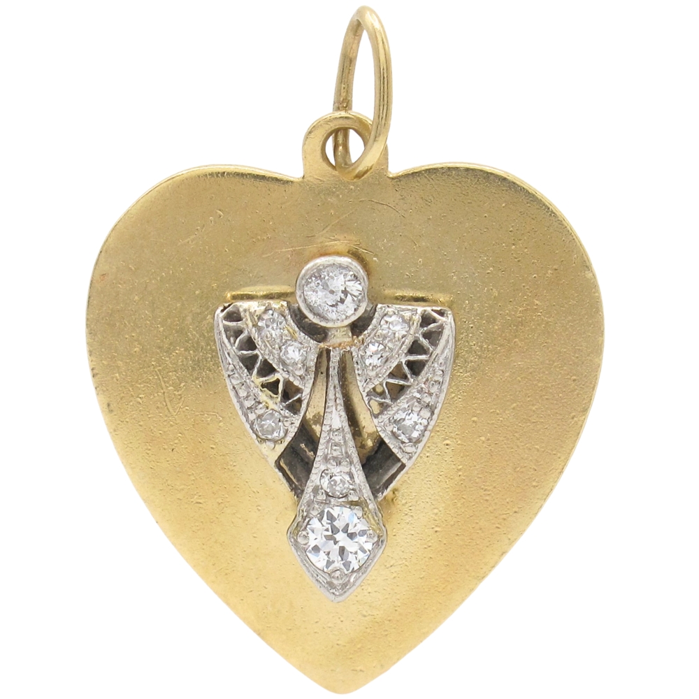 0.23ctw Diamond Angel Heart Charm 14K Two-Tone Gold