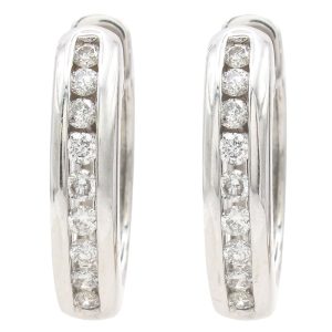 0.60ctw Diamond Hoop Earrings 14K White Gold