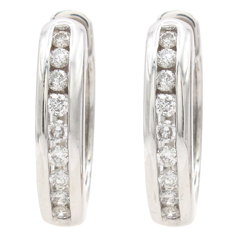 0.60ctw Diamond Hoop Earrings 14K White Gold