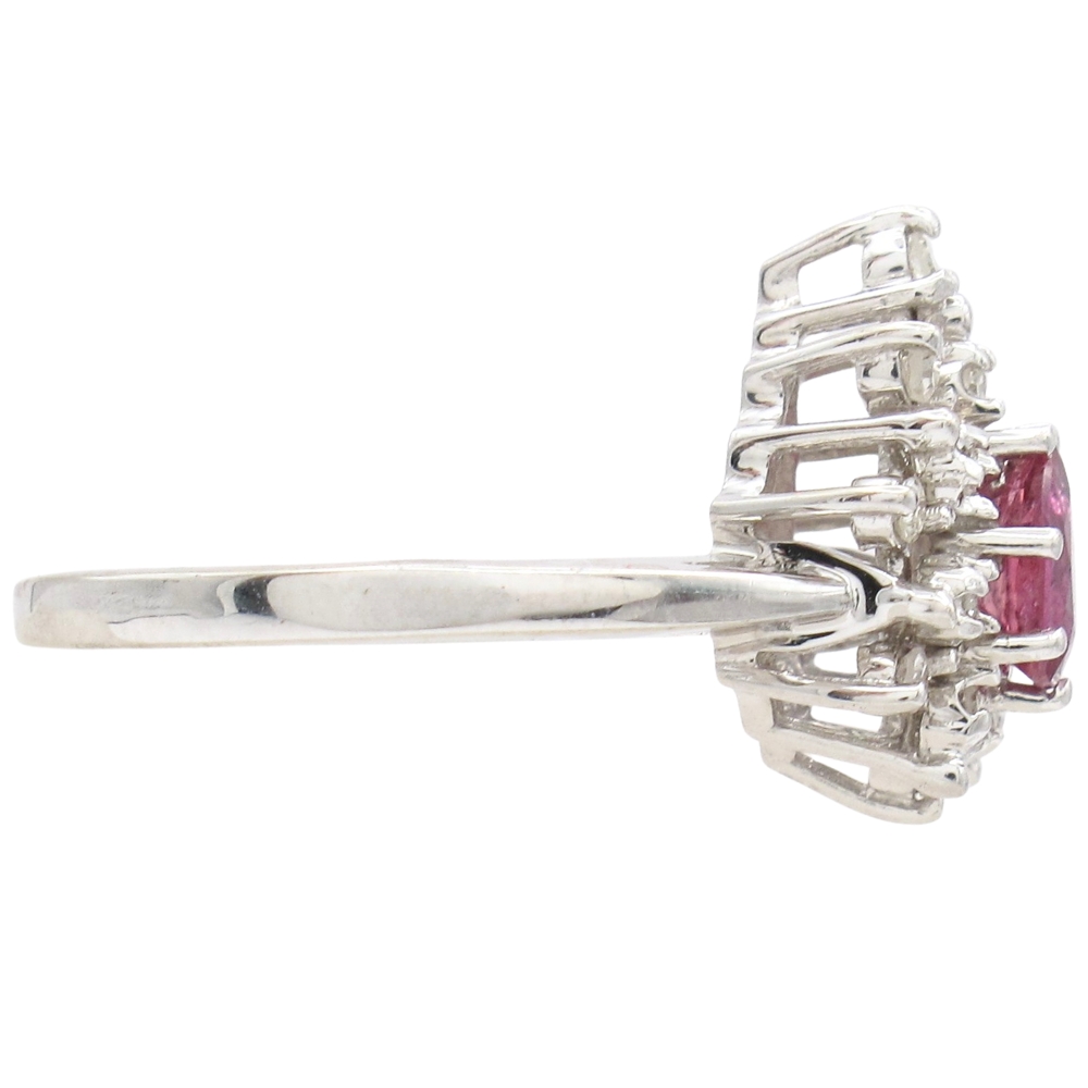 0.74ctw Ruby Ring with Diamond Halo 14K White Gold side 0.74ctw Ruby Ring with Diamond Halo 14K White Gold side