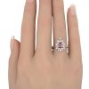 0.74ctw Ruby Ring with Diamond Halo 14K White Gold worn
