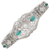 0.92ctw Diamond & Faux Emerald Art Deco Bracelet 14K White Gold